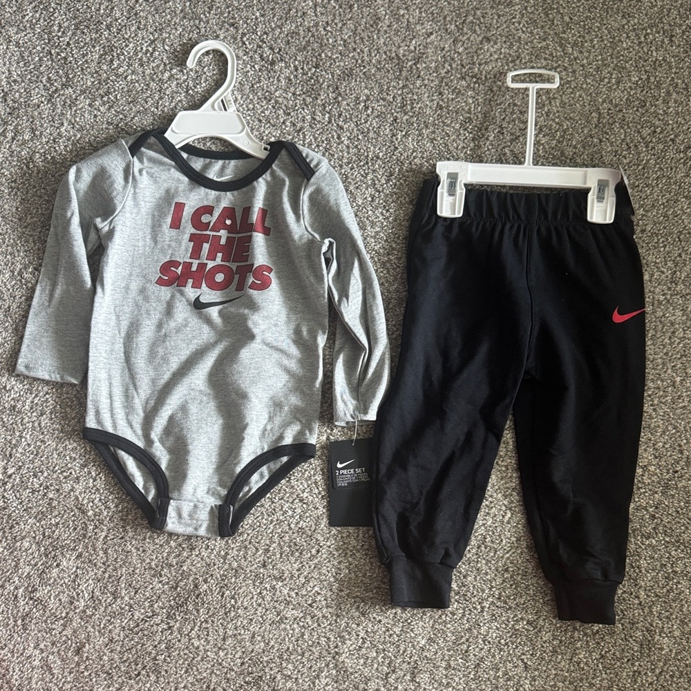 Nike Kids Gray and Black Bodysuit Set